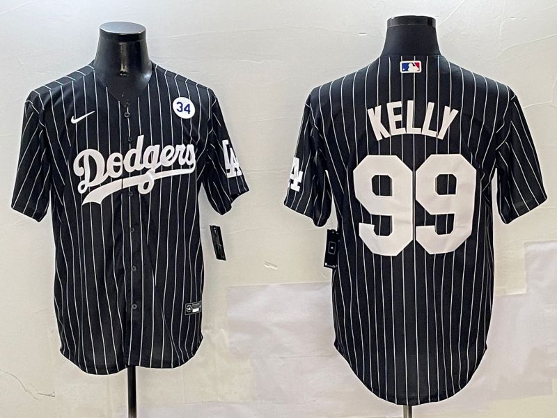 Men Los Angeles Dodgers #99 Kelly Black Stripe Jointly Name 2025 Nike MLB Jersey style 6->los angeles dodgers->MLB Jersey